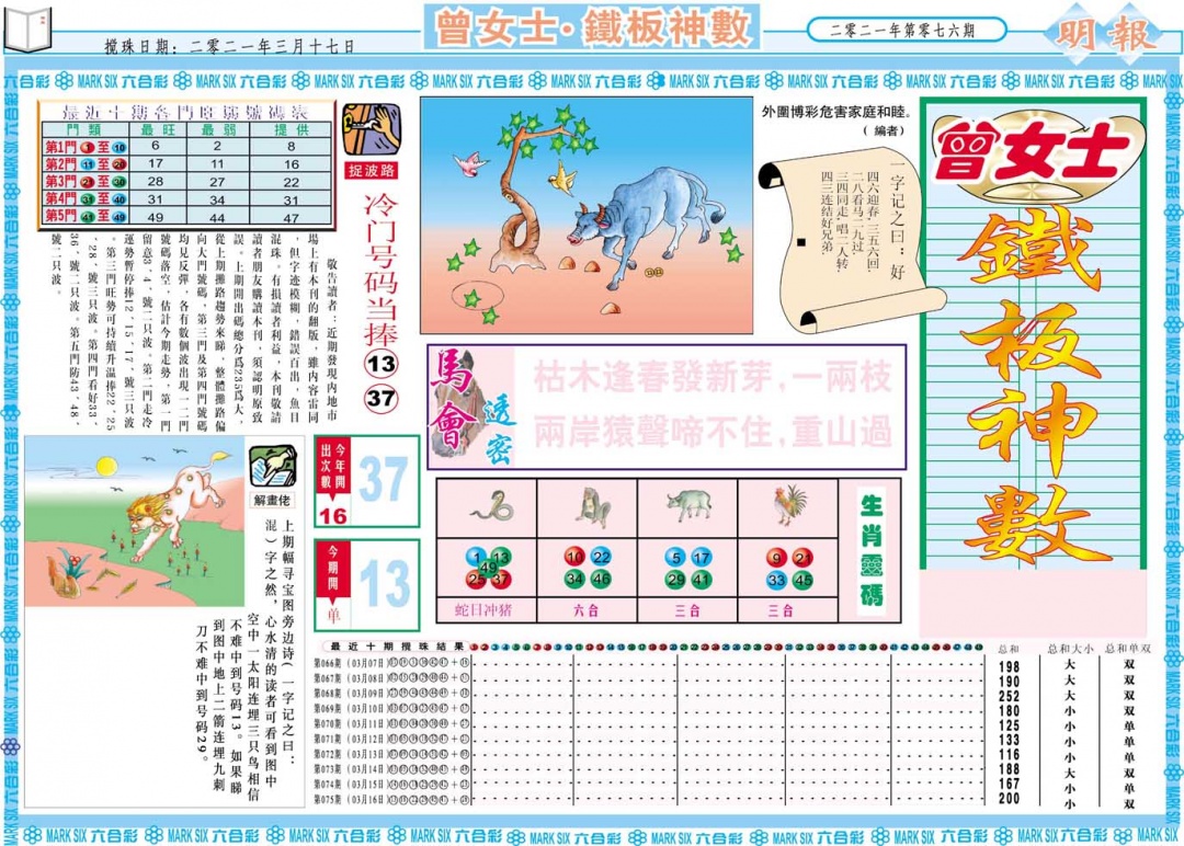 曾女士铁板神数A