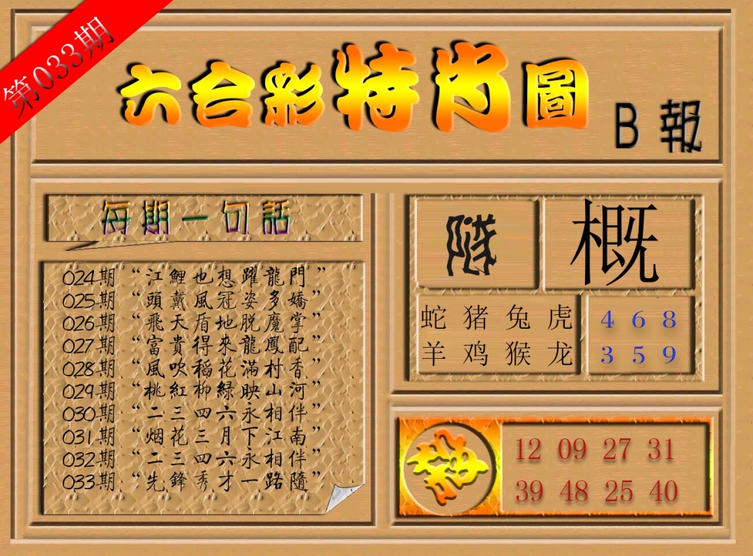 六合彩特肖图(B报)