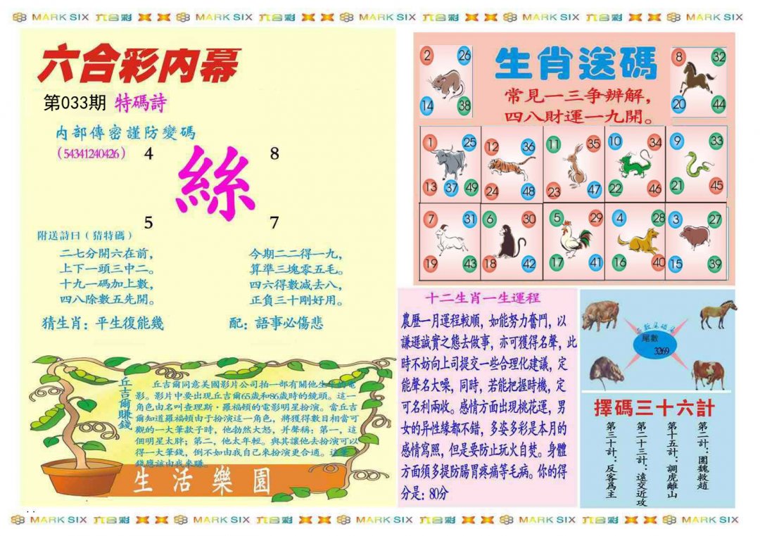 马经内幕B(新推荐)