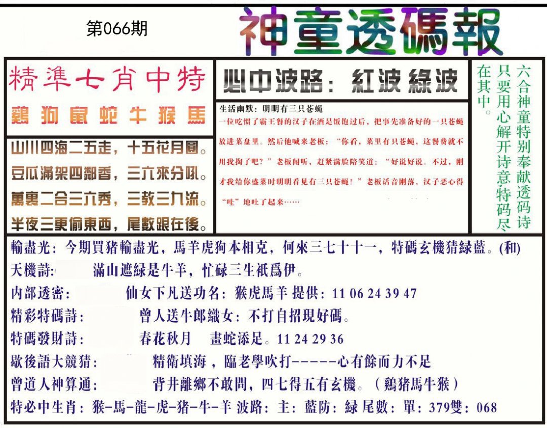 神童透码报(正版)